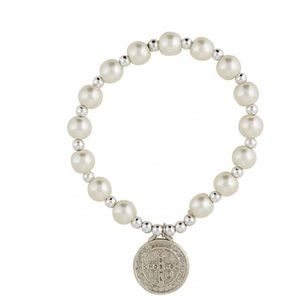 New St Benedict Glass Pearl Bracelet